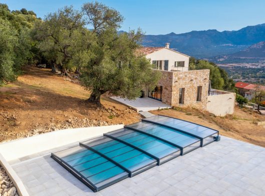 abri de piscine bas télescopique